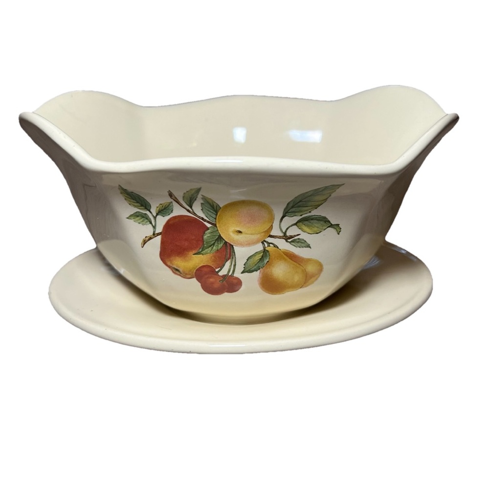 Vintage Teleflora Cherry Fruit Planter With Attached‎ Tray Ceramic Serving Bowl